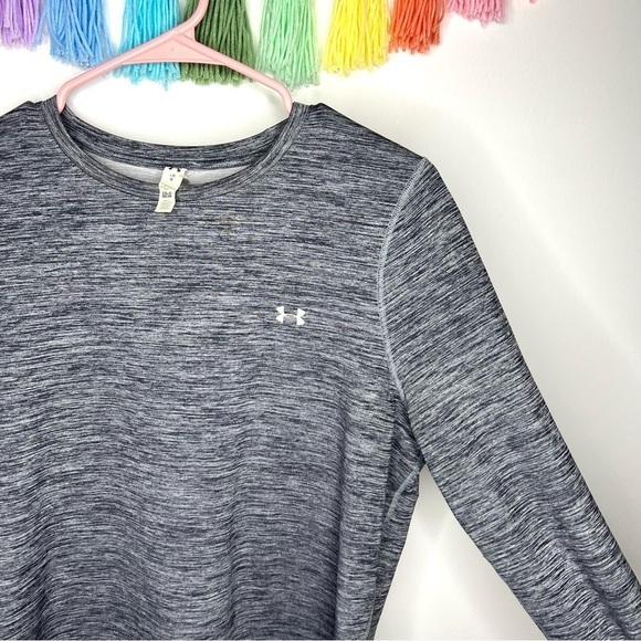 Under Armour Grey Gray Marled Long Sleeve Cold Gear Athletic Sporty Top Large - Picture 7 of 14